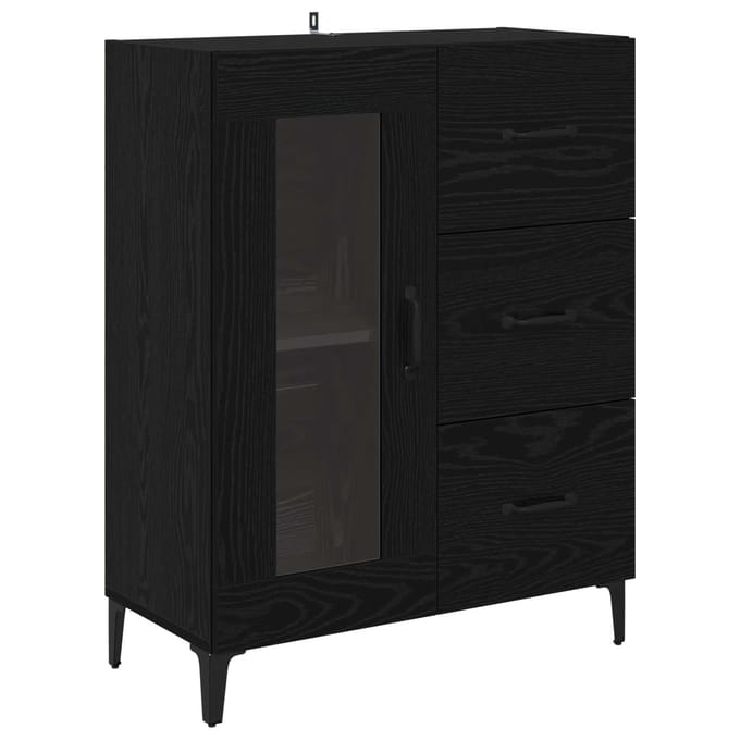 vidaXL - Dressoir - met - lade - Zwart - Eiken - 69,5 - x - 34 - x - 90 - cm