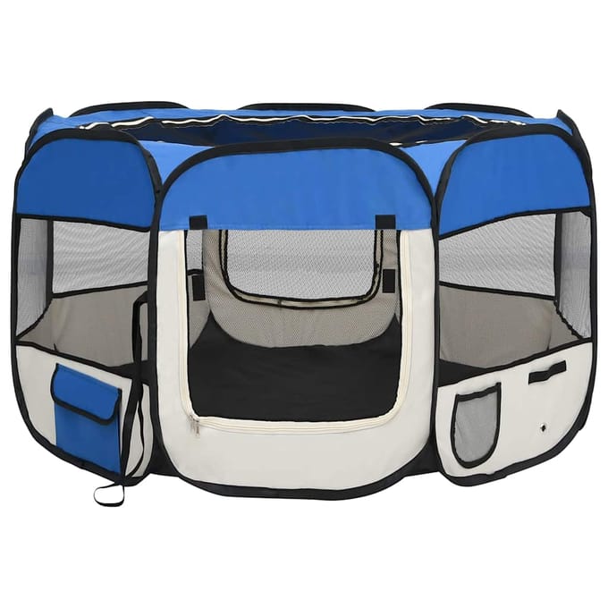 vidaXL - Hondenren - inklapbaar - met - draagtas - 110x110x58 - cm - blauw
