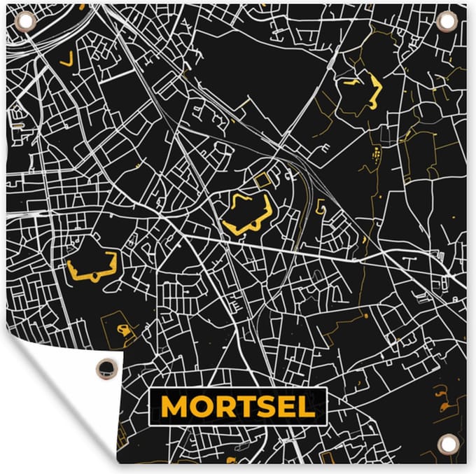Tuindoek Mortsel - Plattegrond - Stadskaart - Goud - Kaart - 100x100 cm