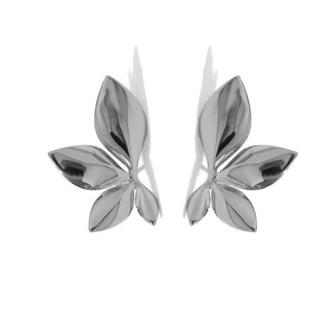 1 Paire Boucles d'Oreilles Feuilles en Acier Inoxydable Doré de Haute Qualité et à la Mode one-size&Earrings gray