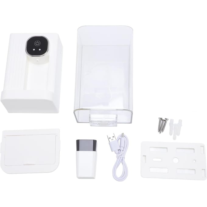 Automatische Mondwaterdispenser met 2 Magnetische Bekers 700ml Capaciteit Slimme Sensor Wandmontage white