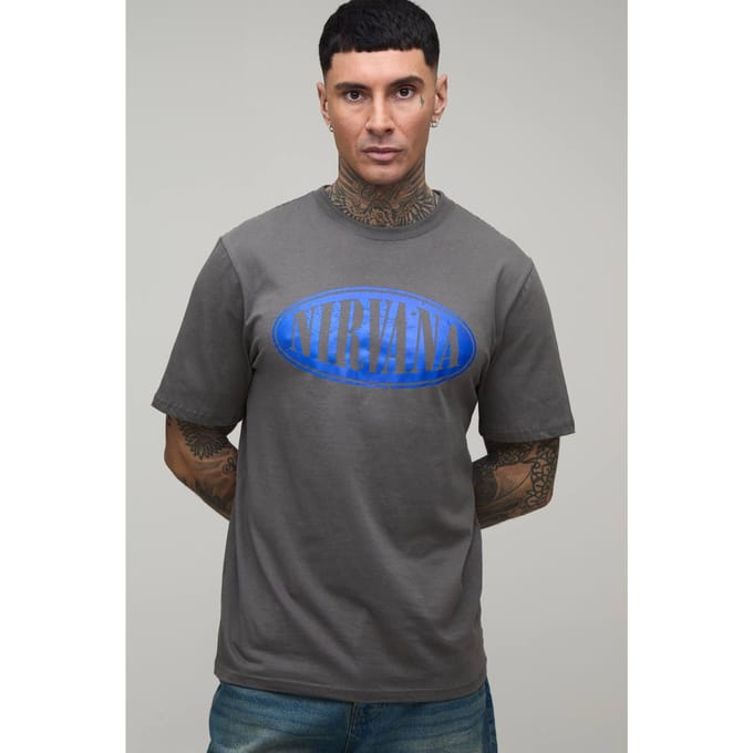 Lang Regular Nirvana Licentie Print T-shirt | Charcoal | Size Small