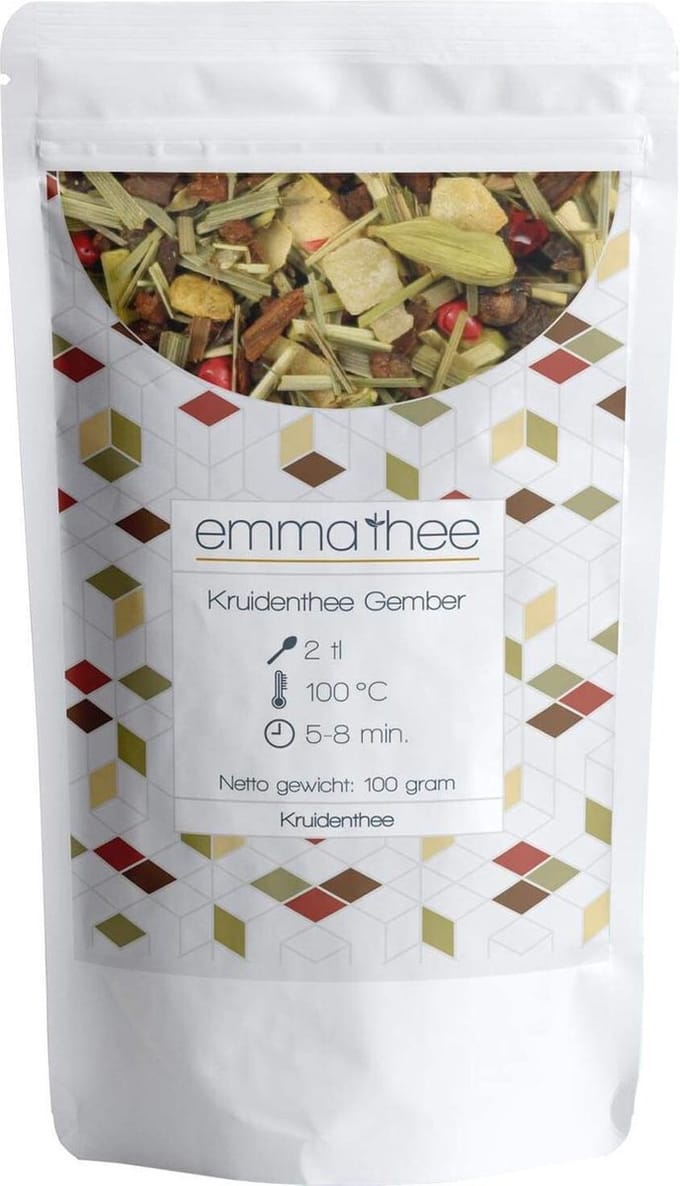 Kruidenthee Gember 100 Gram - Losse Thee - Puur & Natuurlijk - Pittig & Verwarmend