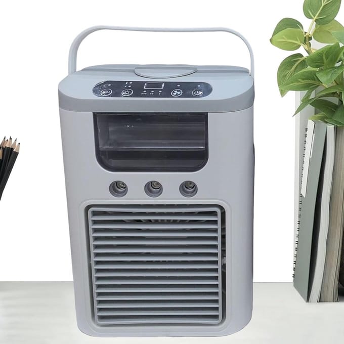 Draagbare Airco - Luchtkoeler Ventilator - Persoonlijke Koeling - Verdampingskoeling - 23.5 cm Hoog - Grijs