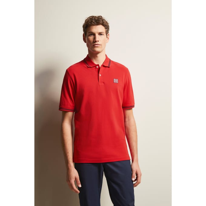 Bugatti Herren Poloshirt met contrasterende strepen