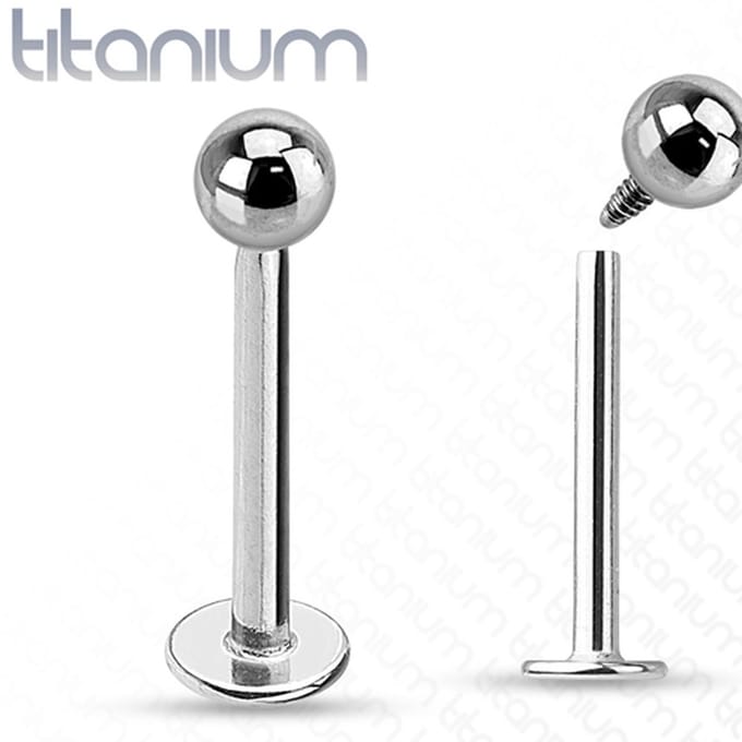 Internally Threaded Grade 23 Solid Titanium Labret/Monroe Studs - 1,6 mm x 6 mm x 3 mm - LMPiercings