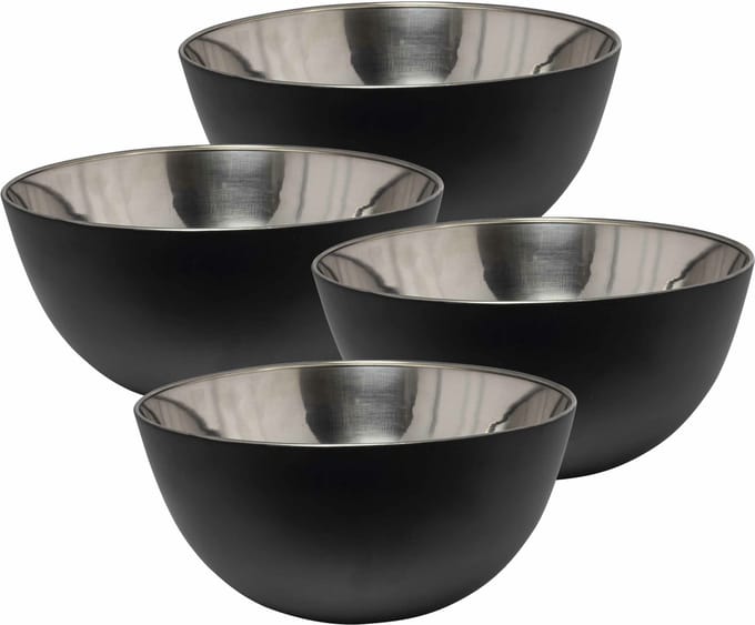 Svenska Living Kommetjes/schaaltjes - 6x - zwart - RVS - D19 x 9 cm