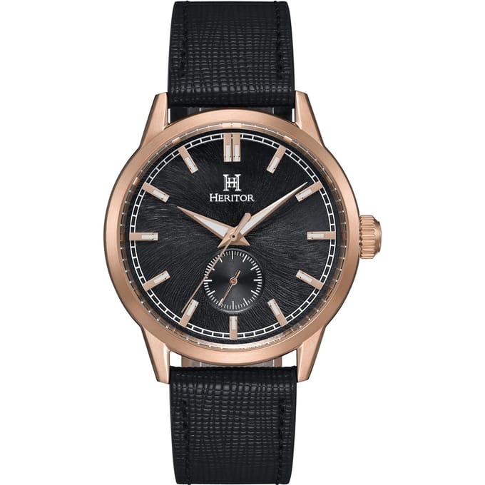Heritor Automatic Argento horloge met leren band - roségoud/zwart