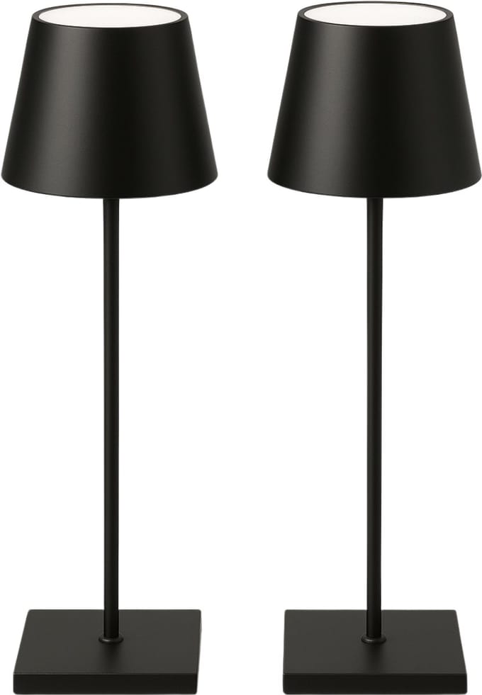 2 Stuks - Oplaadbare Tafellamp - Dimbaar - Aluminium - Bureaulamp - Waterdicht - 38CM - Zwart