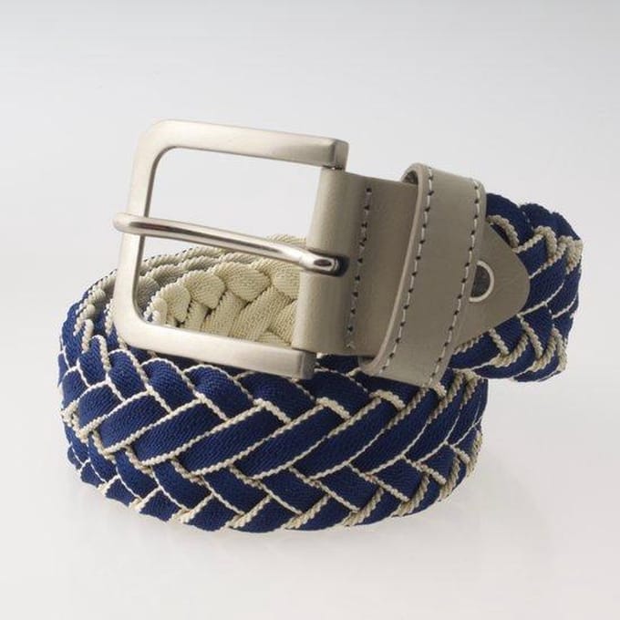 Geweven Heren Riem - Osso - Italiaans Design – Wit/Blauw – 95cm