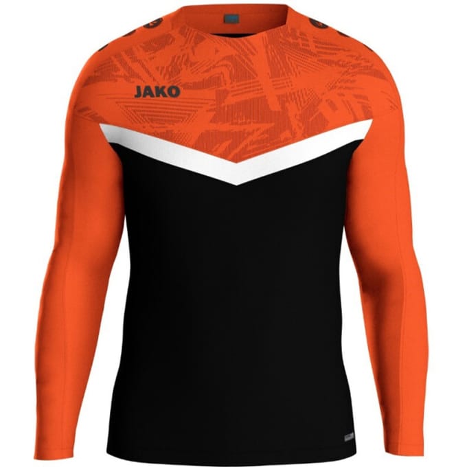 Jako Iconic Sweater Kinderen - Zwart / Fluo Oranje | Maat: 128