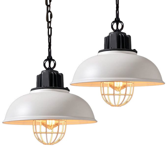 2 Stuks Hanglamp Industrieel E27 Kroonluchter Woonkamer Plafondlamp Slaapkamer Wit
