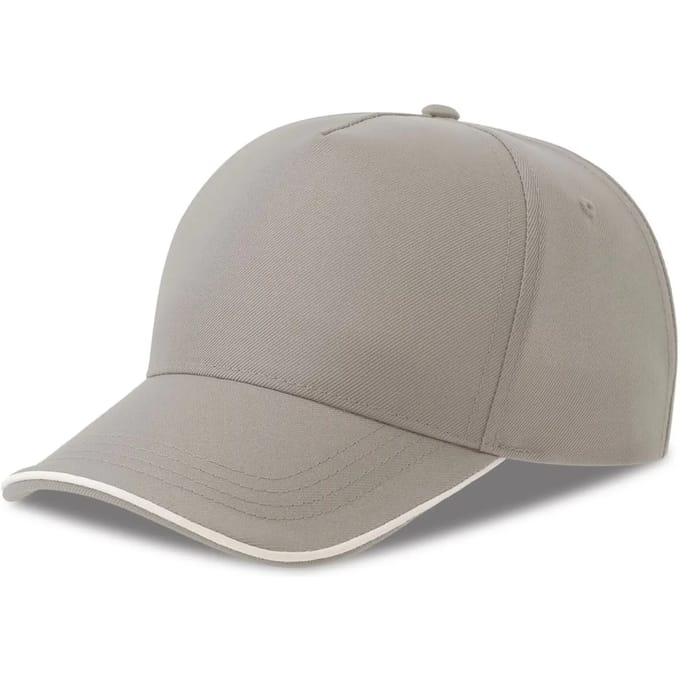 Atlantis Headwear Recy Five Piping Cap AT129 - GREY/WHITE - One size