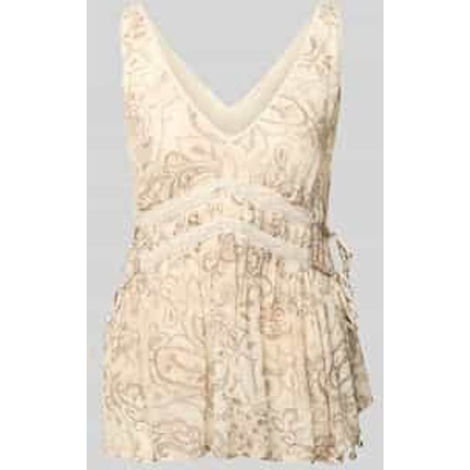Blousetop met V-hals en met kant