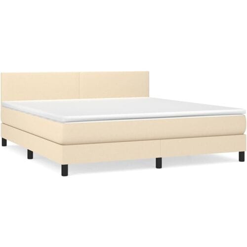 vidaXL - Boxspring - met - matras - stof - crèmekleurig - 160x200 - cm
