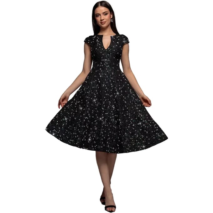 Jurk in jacquard voor dames Goddiva Midi