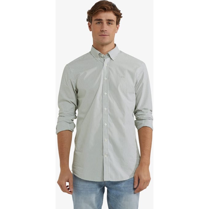 McGregor Poplin Stripe Peached Shirt Moss Green Größe: S | Casual hemden Outlet | Herren | Grün