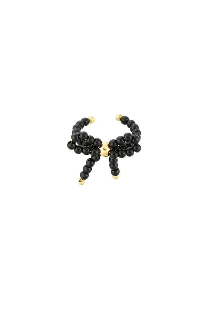 Bijoutheek Ring (Sieraad) Strikje Kralen Zwart