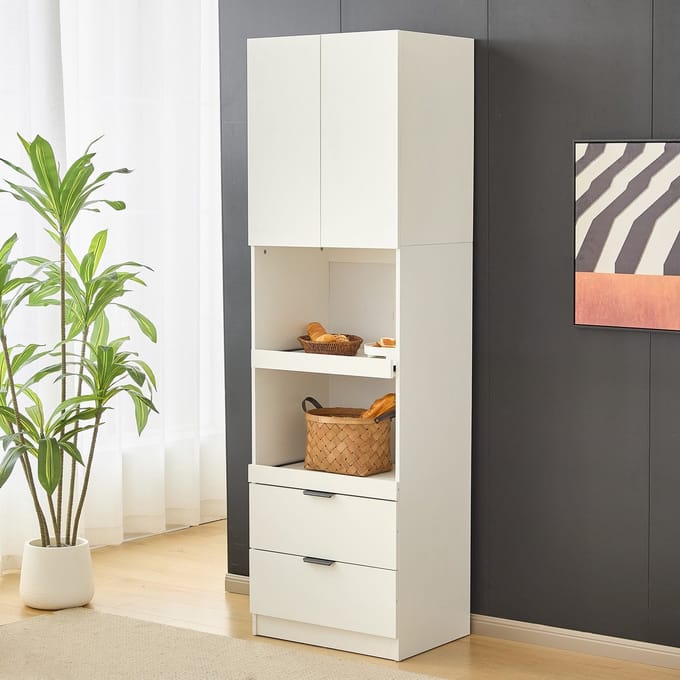 Sweiko Kast - 200cm Hoog - Magnetronplank - Hoge Kast - Wit