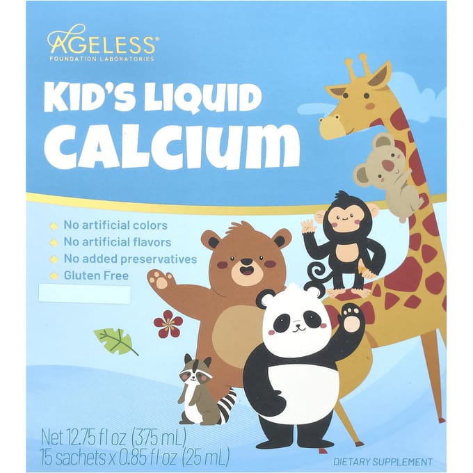 Calcium Liquide pour Enfants, 15 Sachets, 25 ml (0.85 Fl Oz) Chaque