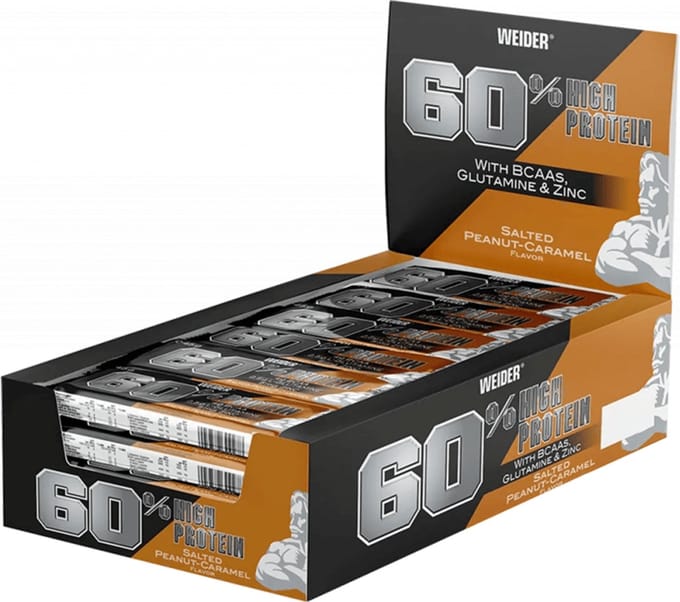 Weider 60% Protein Bar (24x45g) Salted Peanut-Caramel - Repen - Eiwit Repen