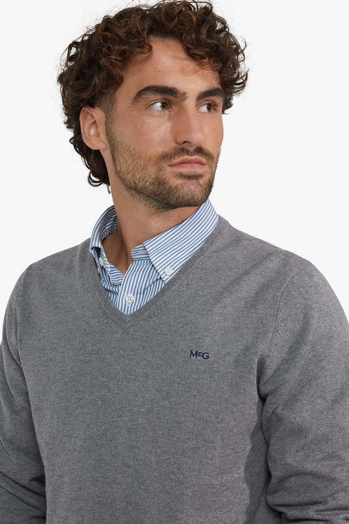 McGregor V-neck Sweater Medium Grey Melange Taglia: 3XL | Maglioni a maglia Outlet | Uomo | Grigio