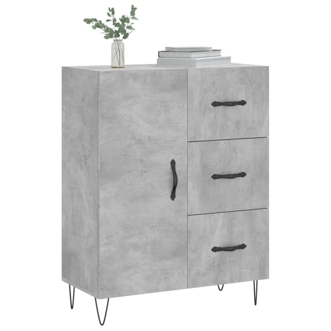 vidaXL - Dressoir - 69,5x34x90 - cm - bewerkt - hout - betongrijs