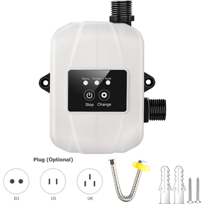 Pompe de surpression d'eau pour la maison 24V, douche automatique, Booster de pression d'eau, eau silencieuse UK Plug blanc