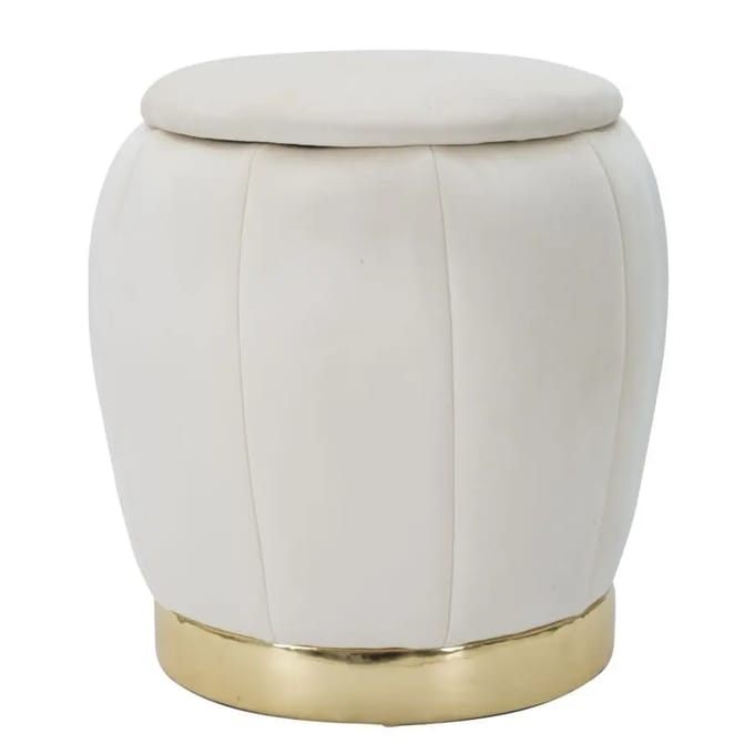 Kruk Stool/storage Paris Crema/gold Ø 43×43 cm