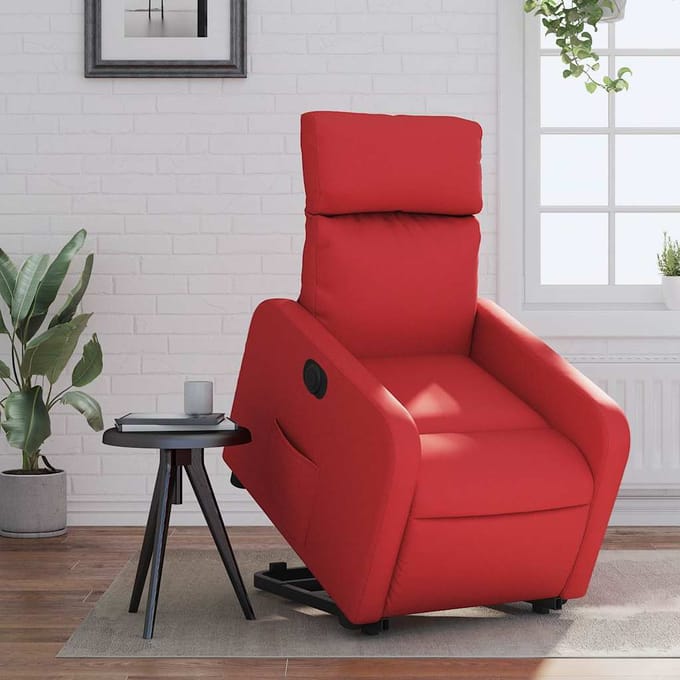vidaXL - Sta-op-stoel - elektrisch - kunstleer - rood