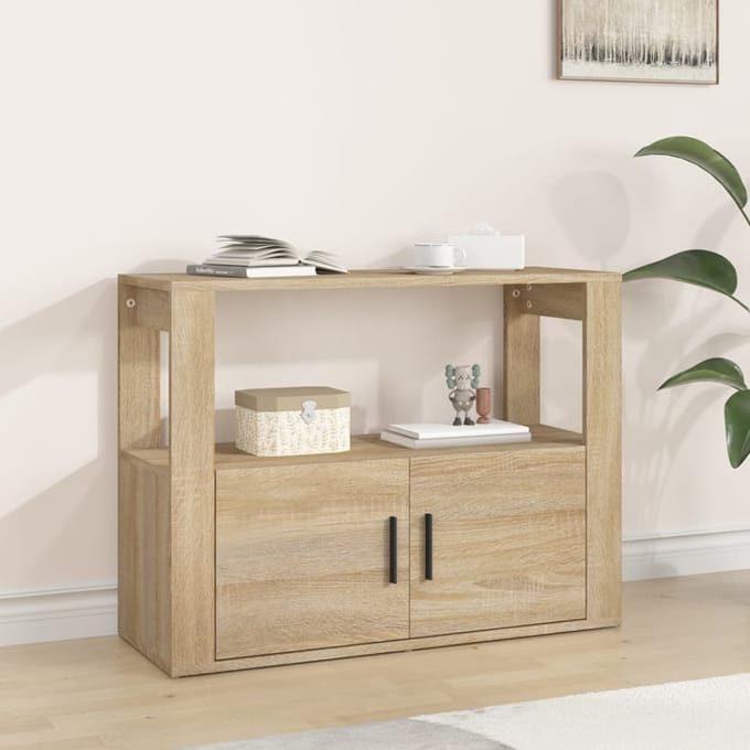 vidaXL - Dressoir - 80x30x60 - cm - bewerkt - hout - sonoma - eikenkleurig