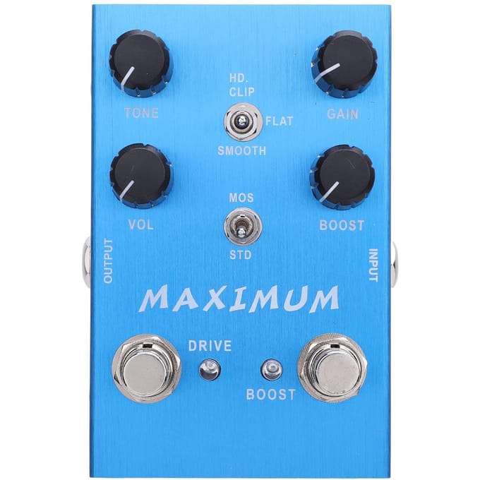 Overdrive Dubbel Kanaal Pedaal Drive Boost Knop Effect Pedaal voor Elektrische Gitaar Bas DC 9V Ingang blue