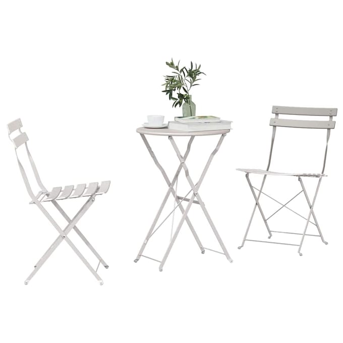 vidaXL - Opvouwbare - Bistroset - 3 - st - Beige - Staal