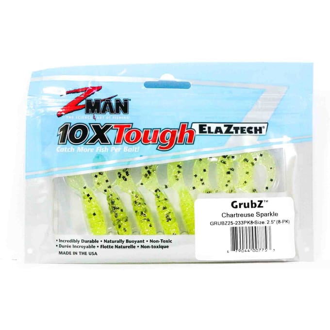 Zman Soft Lure GrubZ 2,5 inch 8/Pack Grafiek Sparkle (7753) white