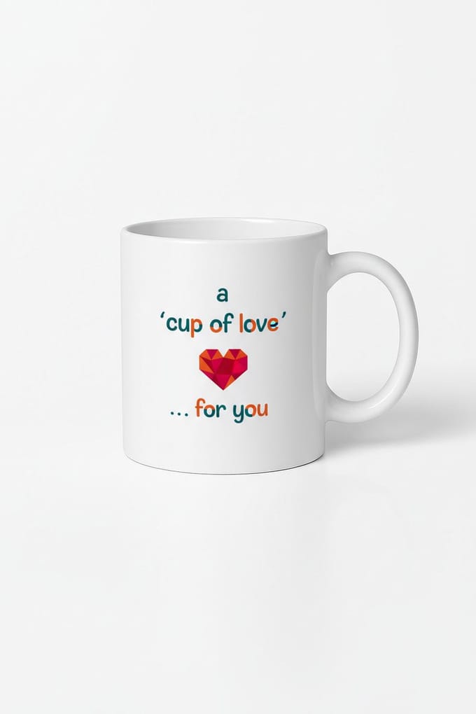 Mok 'A Cup of Love' met Geometrisch Hart Design - Liefdevol Cadeau voor Jou