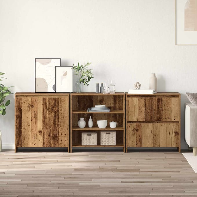 vidaXL - Dressoir - 3 - st - Oudhout - 70 - x - 41 - x - 75 - cm - Bewerkt - hout