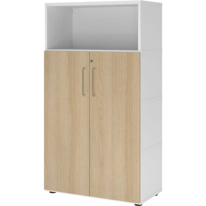 FlexWall | 4 OH | deuren + kast | met verstelbare poten - Wit/Eiken