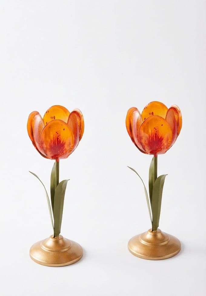 Pip Studio - kandelaren - 21cm - oranje - set van 2
