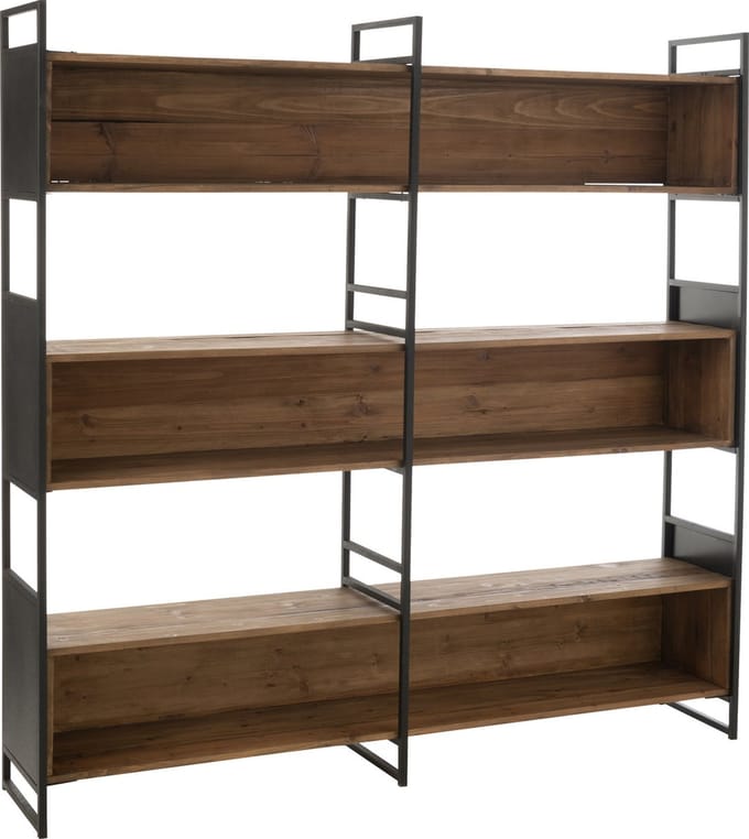 J-Line rek - hout/metaal - zwart/naturel - large