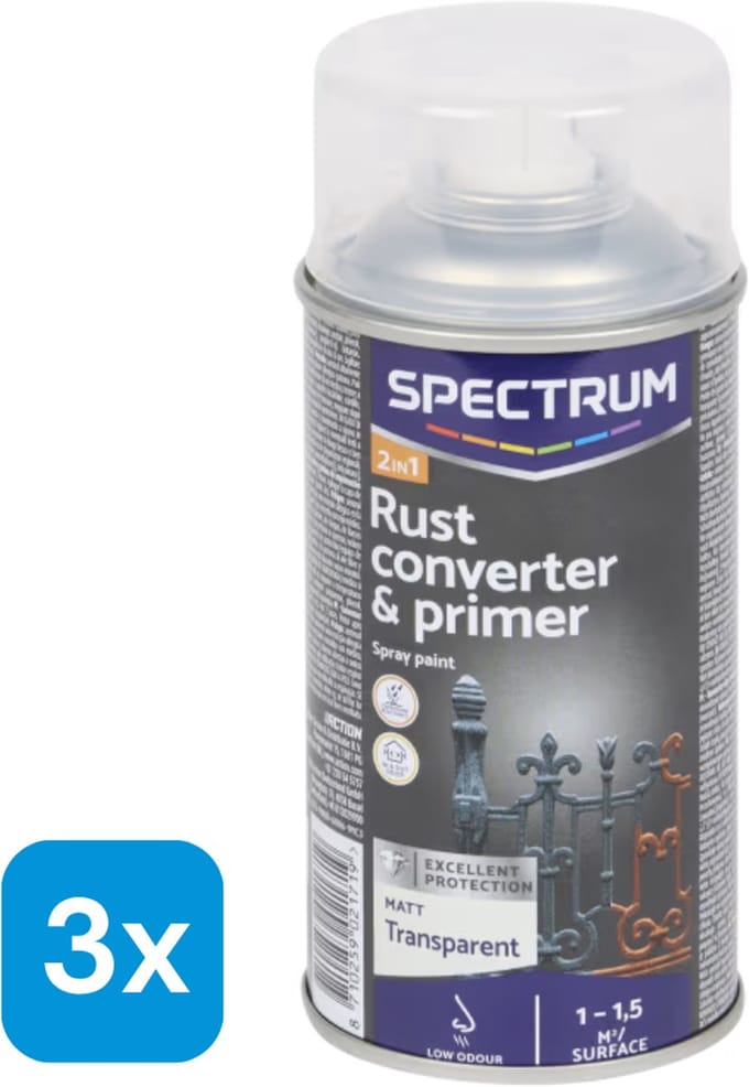 3 x 300 ml Spectrum matte anti-roest en primer transparant