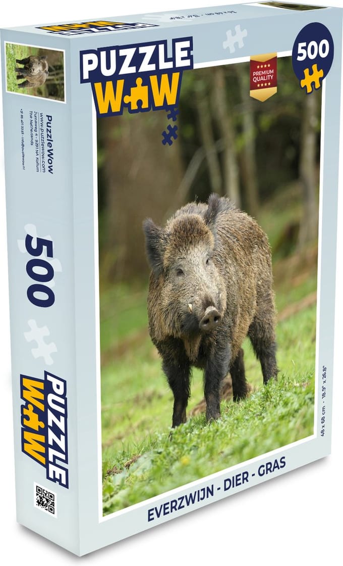 Puzzel Everzwijn - Dier - Gras - Legpuzzel - Puzzel 500 stukjes