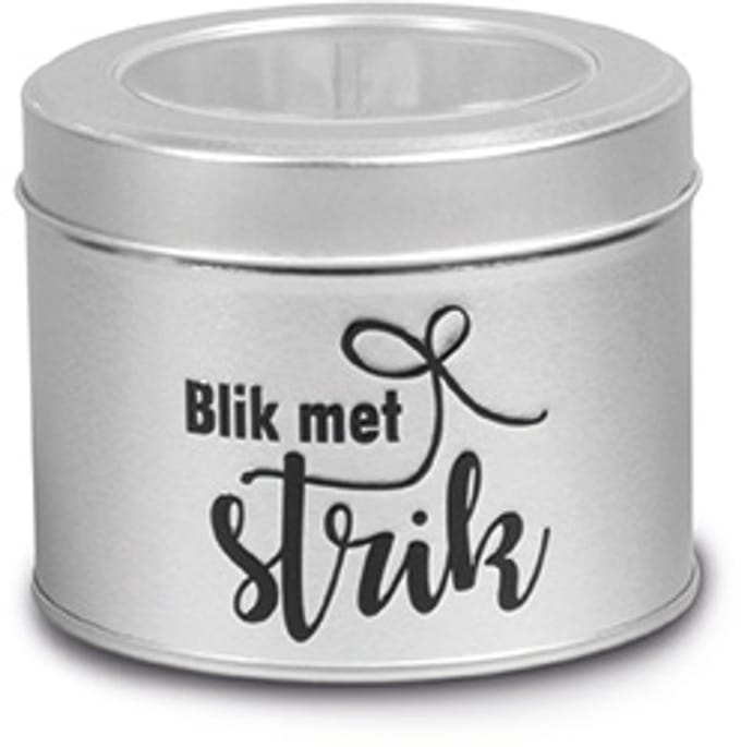 Blik met strik zilver - klein