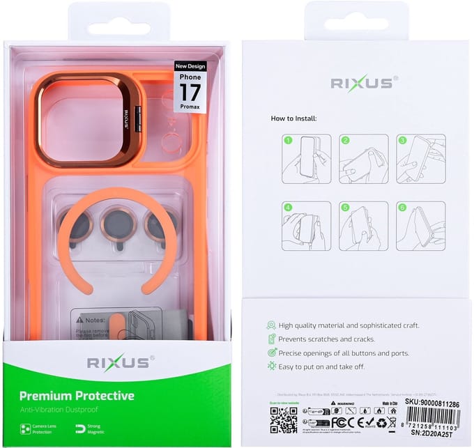 Rixus Classic 03 Case With MagSafe For Apple iPhone 17 Pro Max Orange