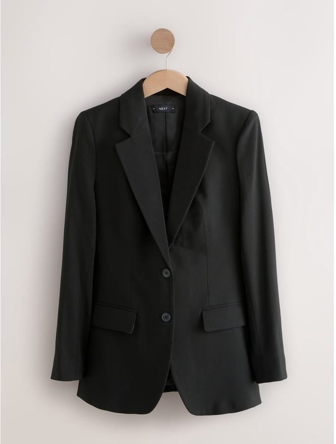 Next - Dames - Modieus gesneden blazer met wol en met enkele knopenrij - Zwart
