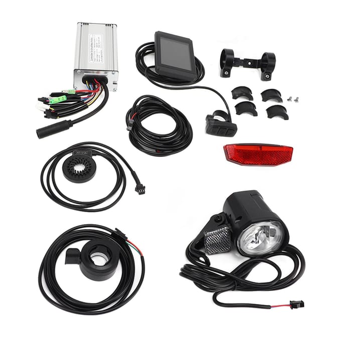 Elektrische Fiets Conversie Kit 25A Controller LCD8H Paneel Koplamp Achterlicht Duim Gashendel voor 500W black