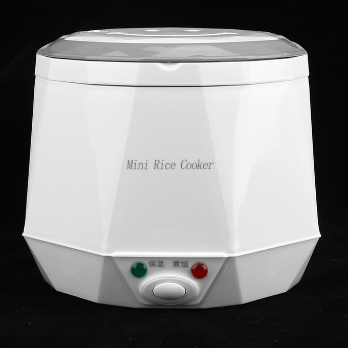 Mini cuiseur à riz électrique portable 1,6 L, outil de cuisson du riz pour voiture 12 V, blanc white