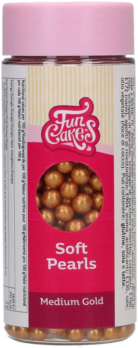 FunCakes Zachte Parels - Medium - Goud - 60 g - Eetbare Taartdecoratie