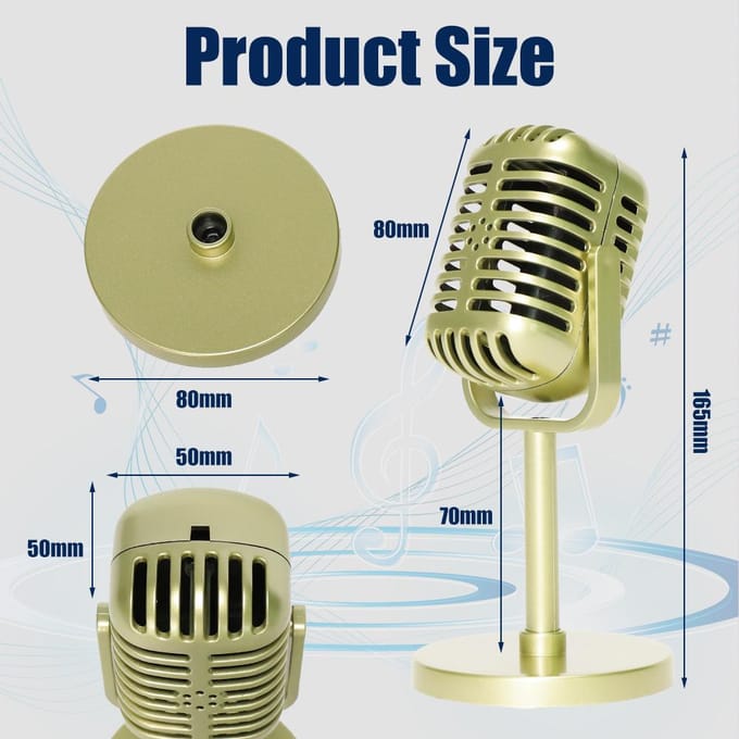 Retro Microfoon Requisiet Klassieke Plastic Microfoon Feestartikelen Live Optreden Huisdecoratie Ornamenten goud