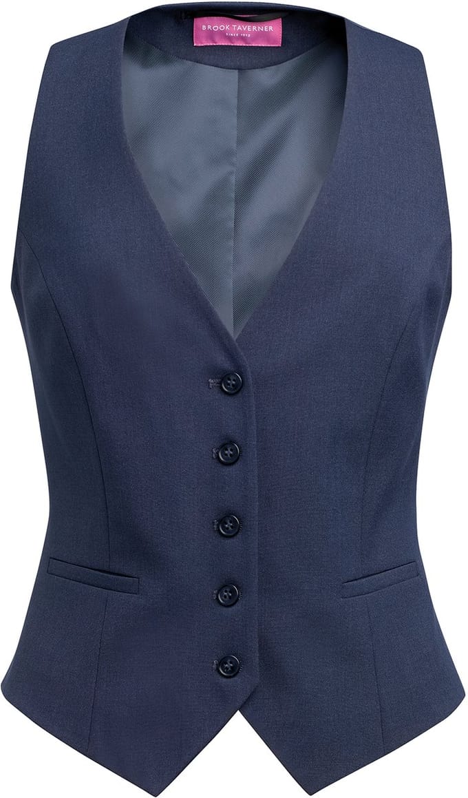 Brook Taverner Damesgilet Béatrice, getailleerde snit BT2391 - Denim - M