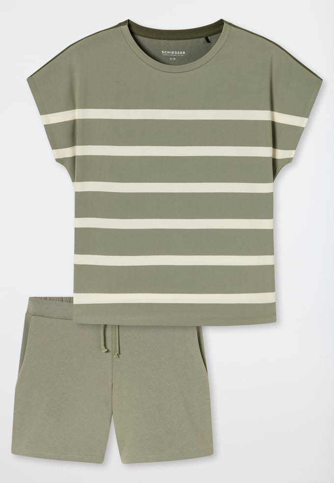 Korte pyjama met strepen in jade - Casual Nightwear 42